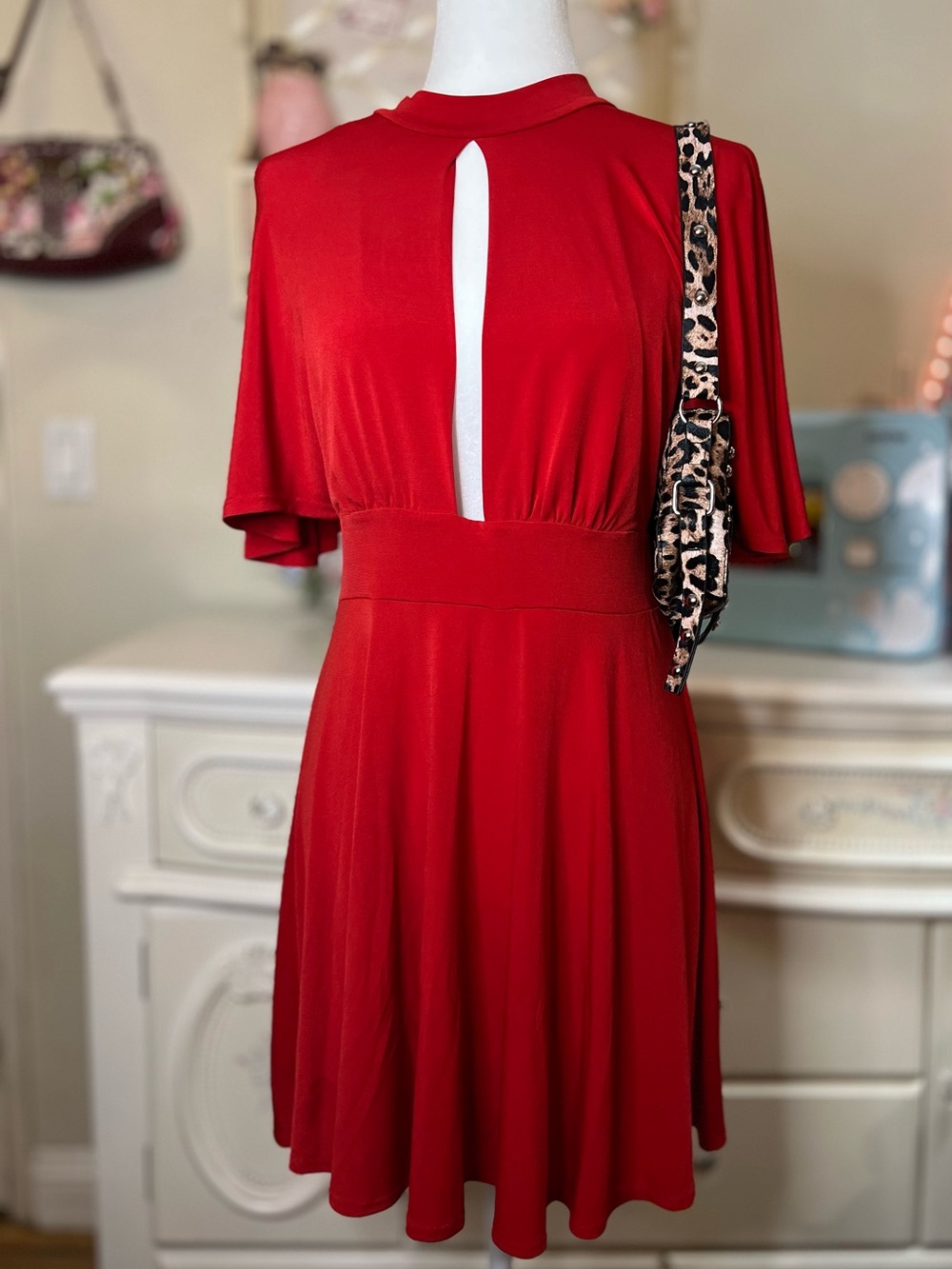 Y2k Timing Red Keyhole Waist-Defined Mini Dress